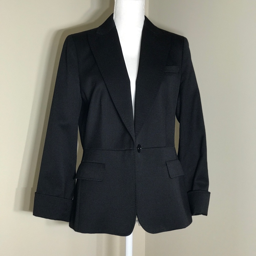NWOT Talbots Black Wool Blend Blazer-Size 10